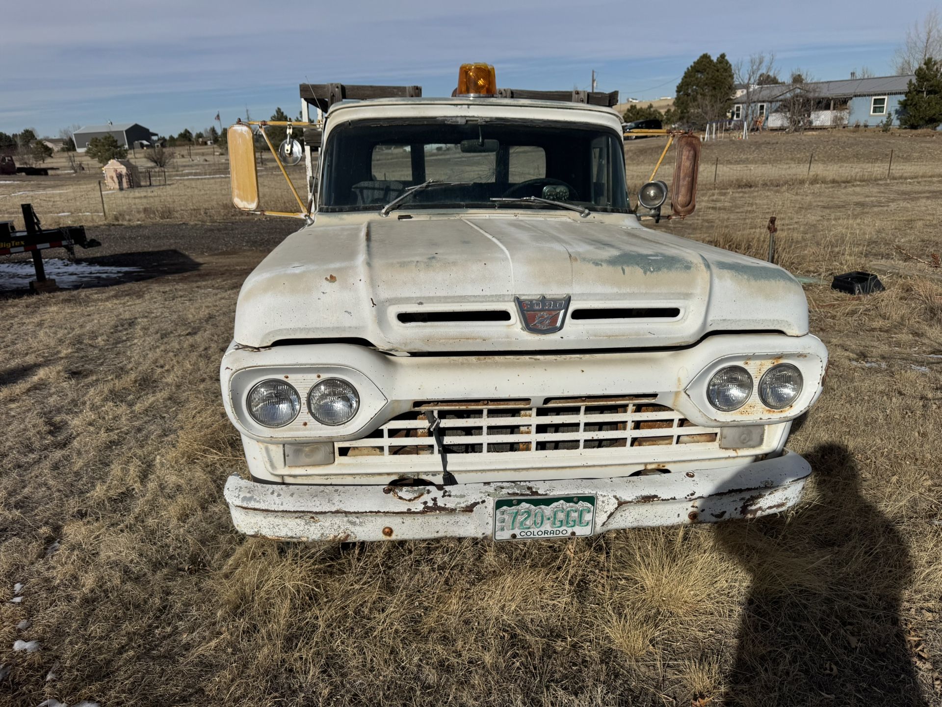 Vintage 1960 Ford F250 Flatbed Grass Field Fire Truck.