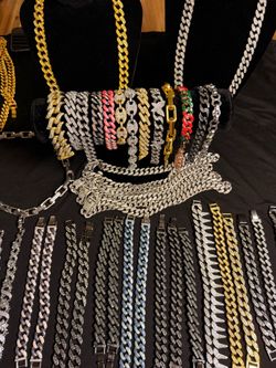 Iced Out Cuban Link Chains & Bracelets Collection - Gold & Silver