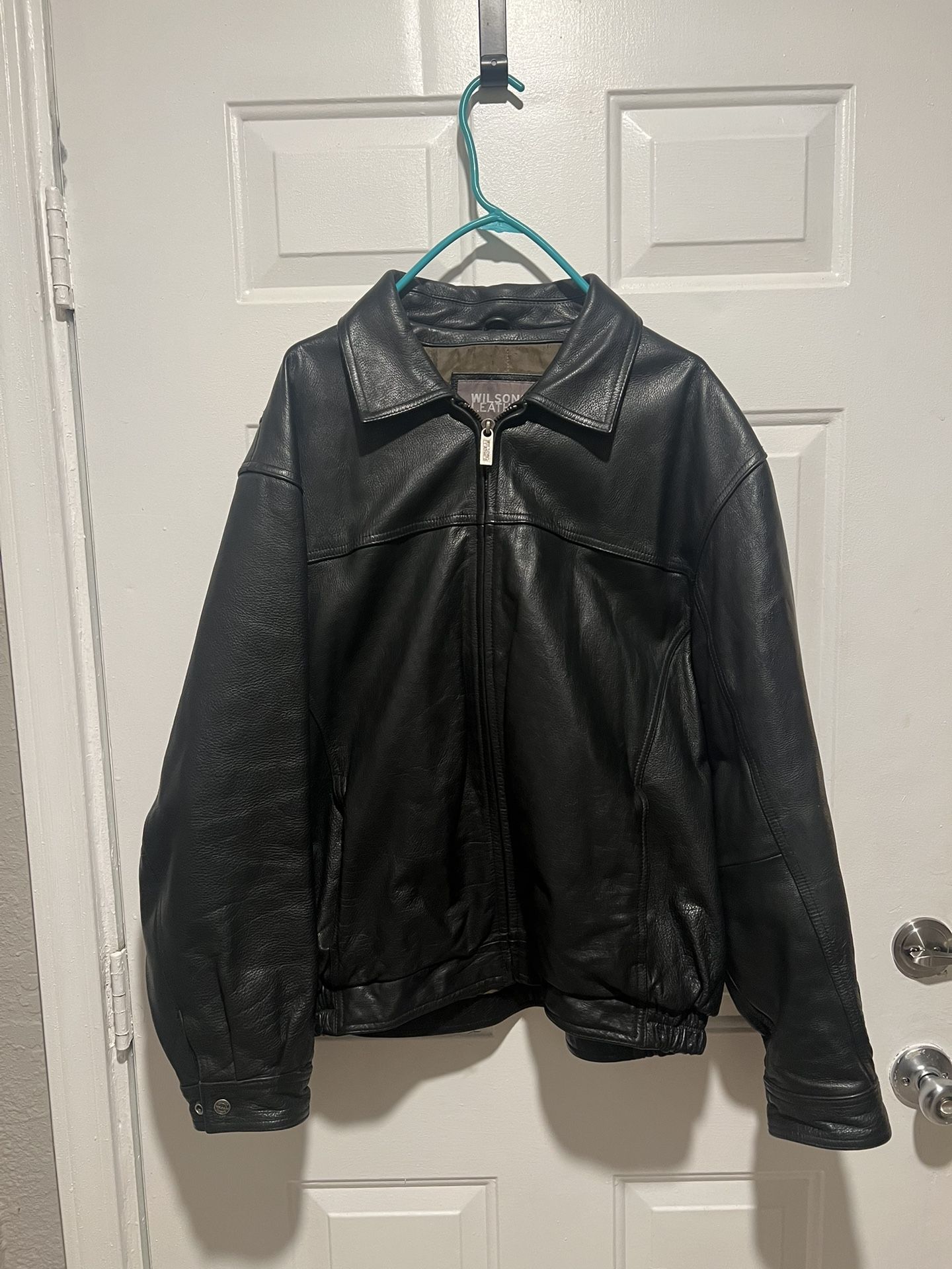 Wilsons Leather Jacket Vintage Size Xl Zip Up