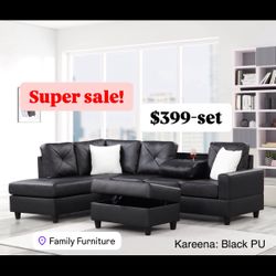 Brand New Sectional Set Imitation Leather Black Color 
