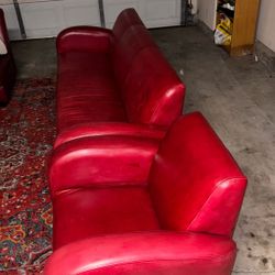 Red Sofa W/ Matching Chair