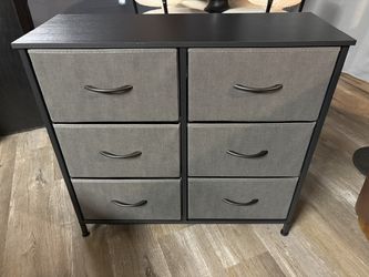 Brand New Gray 6 Drawer Fabric Dresser