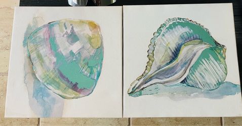 Shell Wall Art Set of 2 12”x 12”