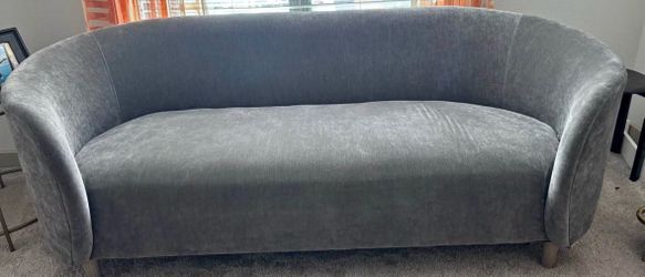 World Market Gray Velvet Curved Sofa