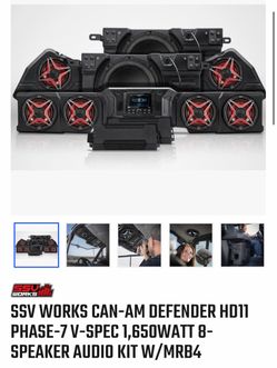 SSV WORKS CAN-AM DEFENDER HD11 PHASE-7 V-SPEC 1,650WATT 8-SPEAKER AUDIO KIT W/MRB4