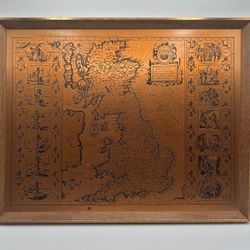Vintage Copper Etched Map 