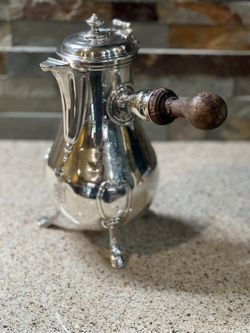 Antique solid silver chocolate pot, also known as a "chocolatière," 