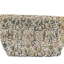 1955 Vintage Embroidered Completely Beaded Gold & Cream Women’s Mini Clutch 