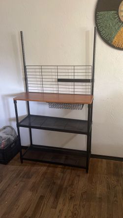 Honey-Can-Do 65" Bakers Rack with Cutting Board and Hanging Storage - Black