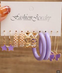 5pairs Heart & Star Decor Earrings Valentines