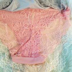 JESSICA SIMPSON 5 Pack Women Large Lace Back Cheeky Panties Pastel