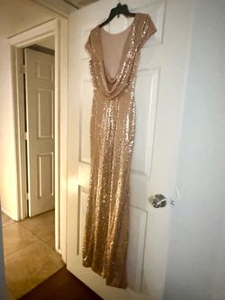 Rose Gold Sequin Floor-Length Gown