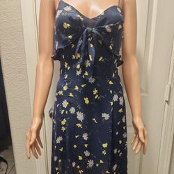 Womens Size Small Summer Navy Blue Floral Dress  Pick Up Clayton & Craig 