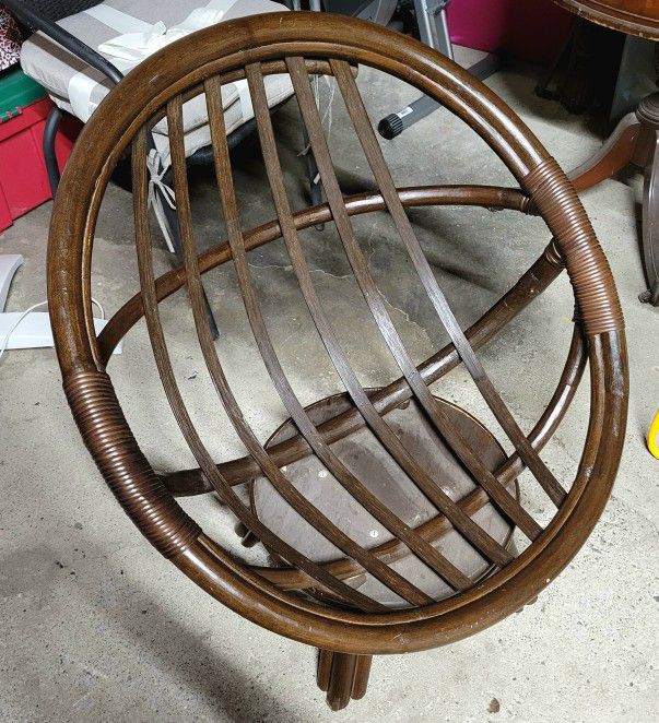 Mid Century All Natural Rattan Swivel Chair