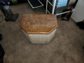 Hexagonal Wood Top Side Table