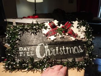 Days till christmas hand made chalk board.
