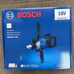 BOSCH GRW18V-120N 18V Brushless Mud Mixer - ½ In. Chuck, 650 RPM, Variable Speed, Soft Start, KickBack Control
