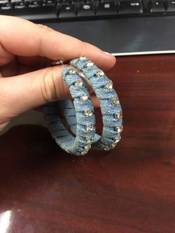 Denim and Diamond Hoop Earrings