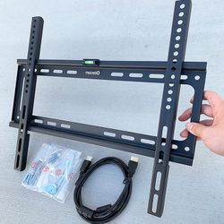 (NEW) $10 Fixed 26”-55” TV Wall Mount Bracket Low Profile, Max 110Lbs (w/ 5ft HDMI Cable) 