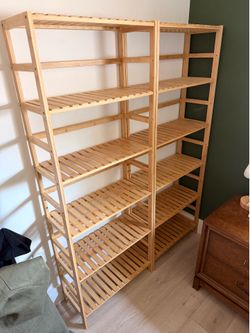 6 Tier Wooden Bamboo Shelves