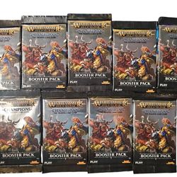 Lot of 9 Warhammer Age of Sigmar Champions  Booster Packs Card + 100 Loose Cards