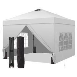 New Ainfox 12x12 Pop up Canopy Tent with One Push Setup and Sidewalls, With Sandbags Red, Black & White. (while Supplies Last)