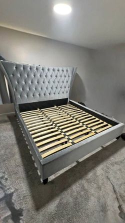 Brand New Silver/Black Bed Frame And Mattress For Sale! Available in Queen & King!