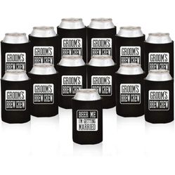 13 Pack Groom and Groomsman Gifts for Wedding Party | Insulating Can Coolers Neoprene