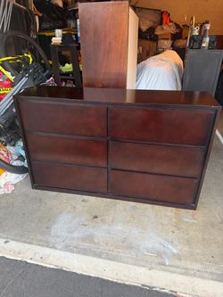 6-Drawer Wood Dresser Dark Cherry