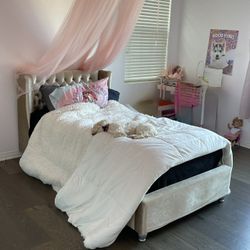 Rose Gold Velvet Twin Bed Frame And Box 