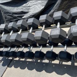 Rubber Hex Dumbbells 55 Up To 100 1 Dollar Per Pound Firm  