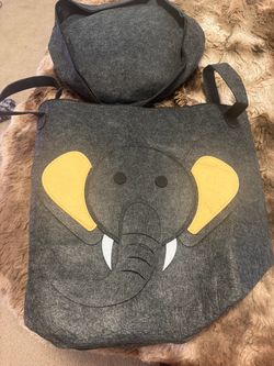 Gray Felt Elephant Tote Bag