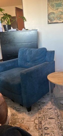 Blue Upholstered Accent Armchair