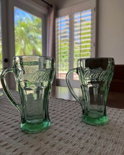 Vintage green Coca Cola glasses