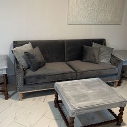 Gray Velvet Sofa