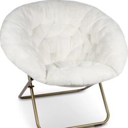 White Faux Fur Foldable Accent Chair 