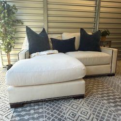 Cute Pottery Barn Chaise Sectional - Cream / Ivory