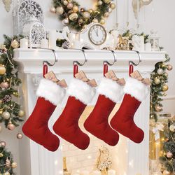 Christmas Stocking Holders for Mantle,4 Pack Adjustable Stocking Holder Non-Skid Stocking Hangers Lightweight Stocking Hooks for Fireplace Home Decor