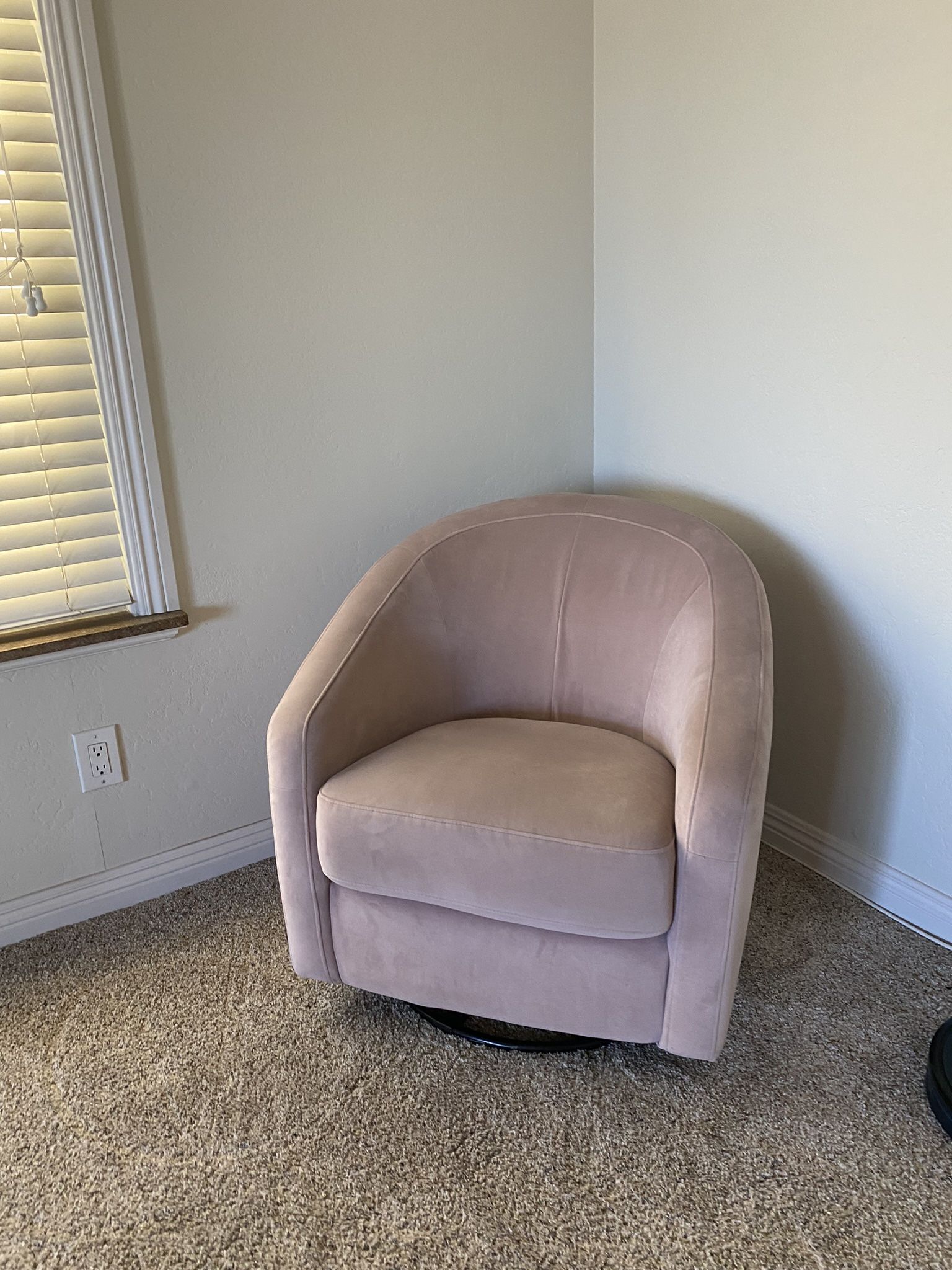 Pink Velvet Nursery Rocking Chair with 360° Swivel