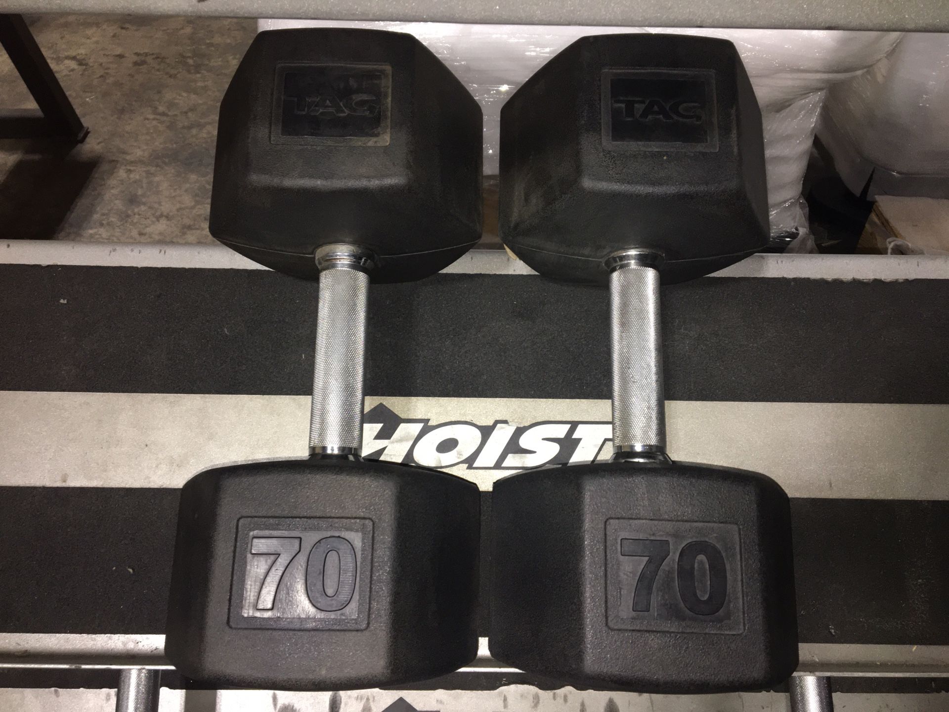 70lbs Tag Rubber Coated Dumbbells