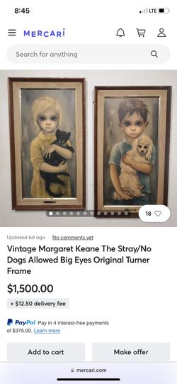 Two Original Margaret Keane Frame Prints STRAY/ NO DOGS ALLOWED