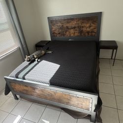 Queen Size Bed Frame And Nightstand Set