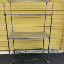 Metro Wire Rack With Stainless Steel Shelf And Wheels