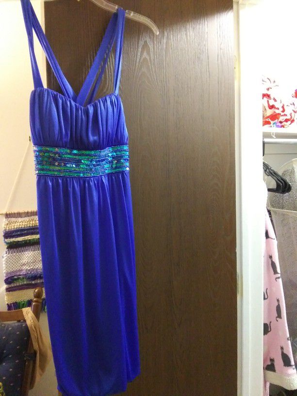 Shiny Blue Semi Formal Dress
