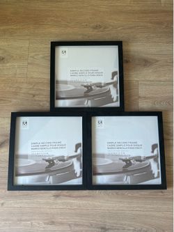 3 Simple Record Frames / Vinyl Album Frames – Black – 12.5” x 12.5”