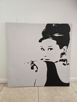 Audrey Hepburn Black and White Canvas Wall Art