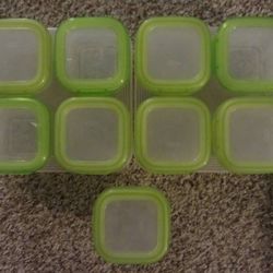 (2) OXO Tot Baby Blocks 4oz GREEN Plastic Freezer Storage Containers Stackable + 1 Extra 