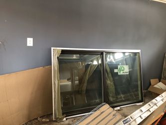 Large brown frame window