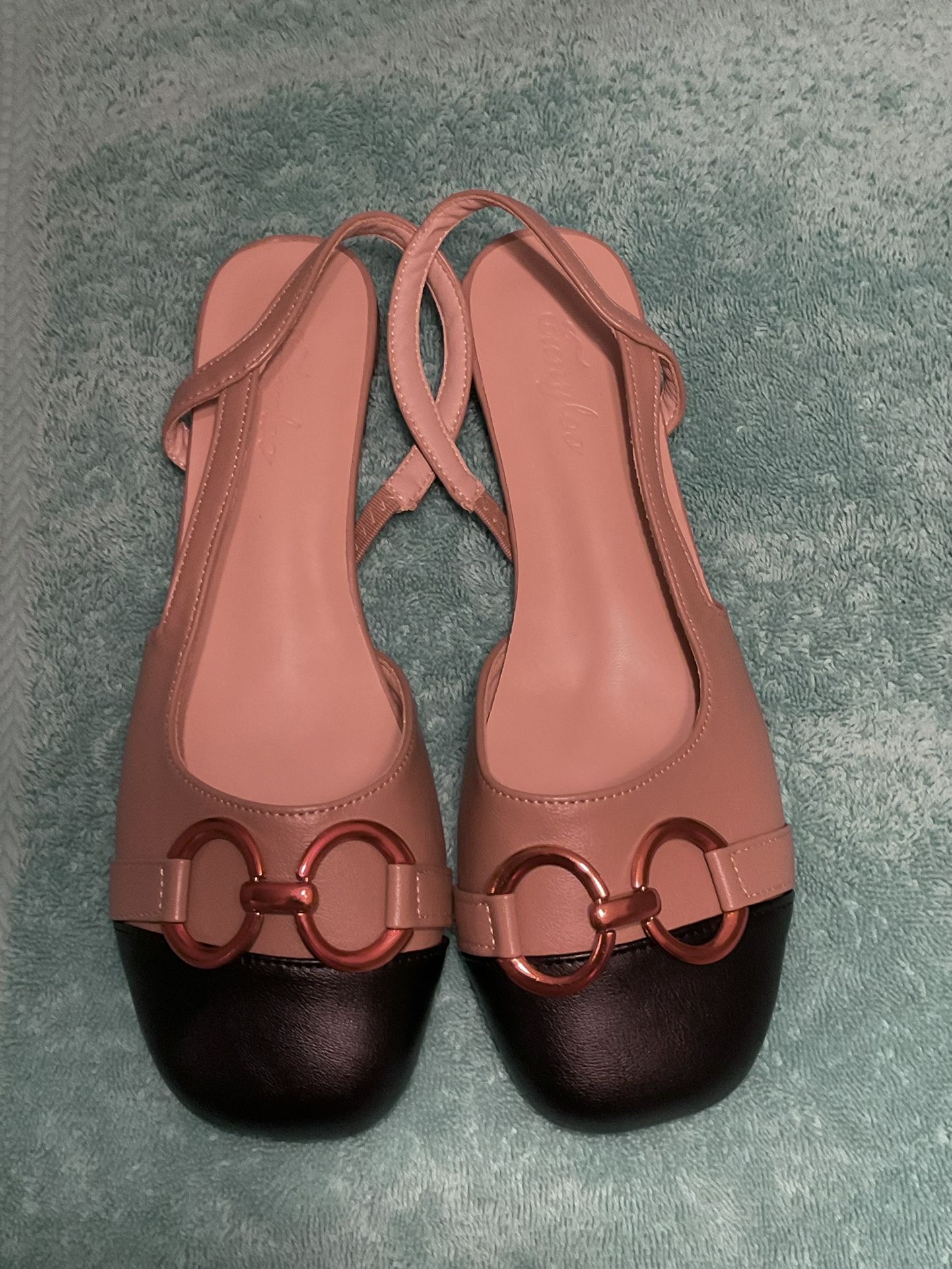 Slingback Flats With Copper Colored Hardware (size 9.5)