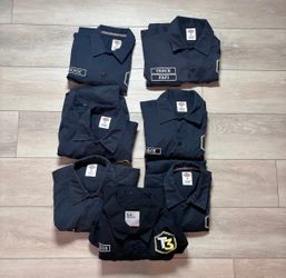 Dickies Work Shirt Lot Mens Medium Black Gray Mechanic Shop Uniform (7 shirts)